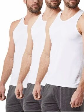 32 Degrees Men's White 3 pack comfort mesh tank